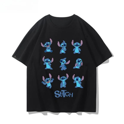 Stitch Couple T-Shirt Cartoon Printed Short Sleeve Cotton Loose Casual Short Sleeve Sports Half Sleeve Short Sleeve Popular Top