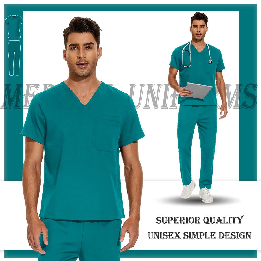 Nursing Scrubs Set High-quality Anti-Wrinkle Thick Medical Surgical Uniforms Hospital Tops Pants Doctor Nurse Uniforms Men Women