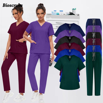 Wholesale Scrubs Set Nurse Dental Straight Surgery Suit Operating Room Clothing Medical Nurse Uniform Hospital Working Work Wear