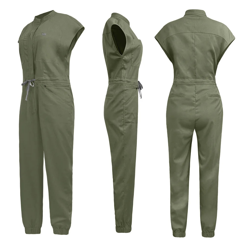 New Nurse Clothing Jumpsuits Medical Surgical Coverall Uniforms Beauty Salon SPA Clinic Pet Scrub Workwear High Quality Bodysuit