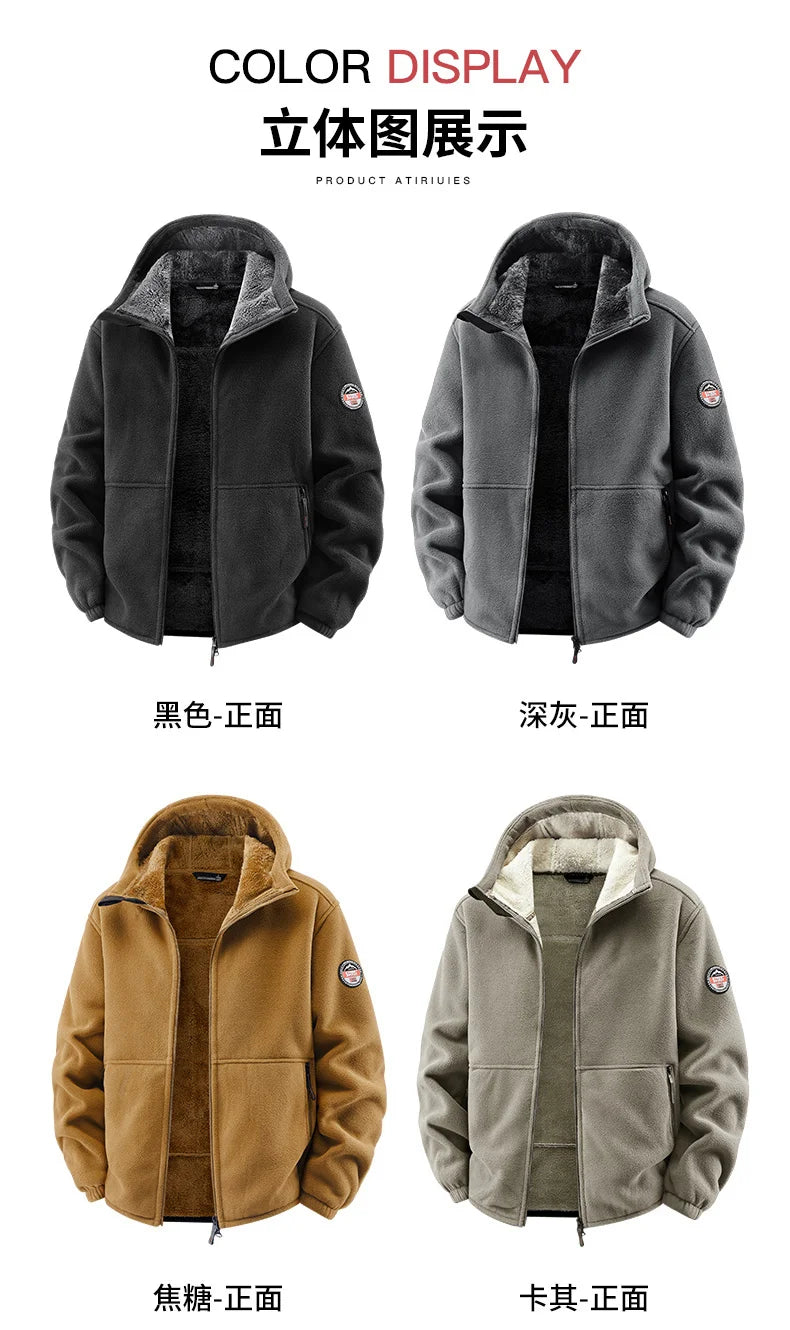 Winter Hoodies Men Outdoor Military Thick Warm Polar Fleece Jacket Camping Hiking Jackets For Streetwear Casual Coats Men Parkas