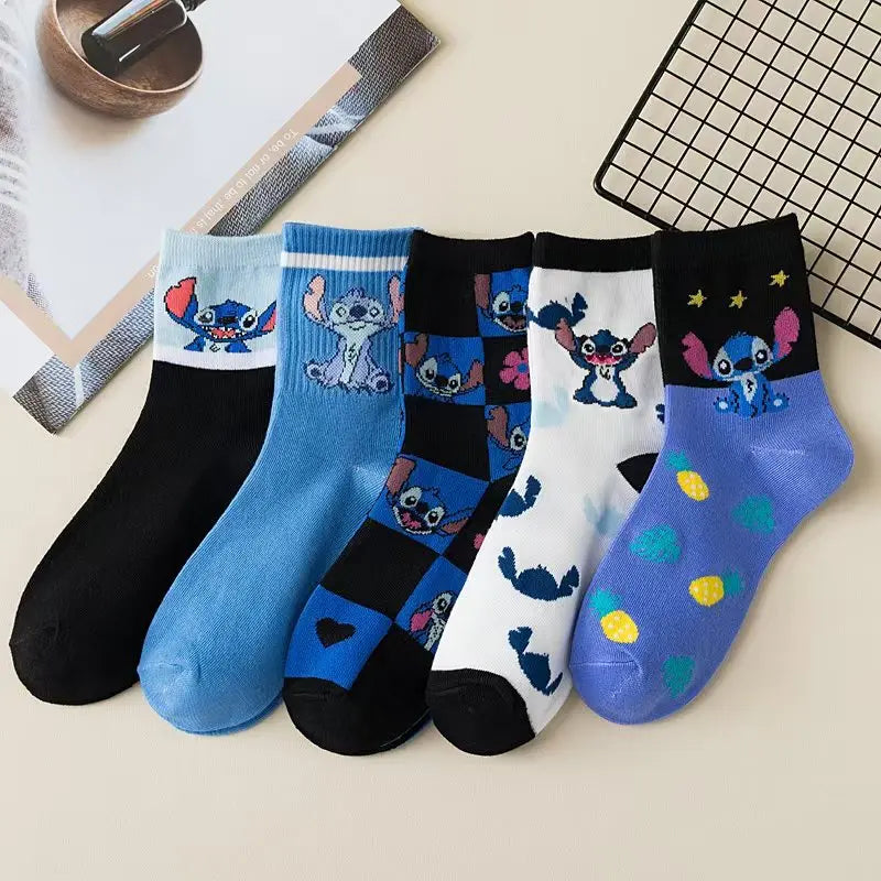 Stitch Anime Lilo & Stitch Cotton Midtube Stockings Socks Cartoon Stitch Dolls Boys Girls Warm Sleep Socks Kids Christmas Gifts