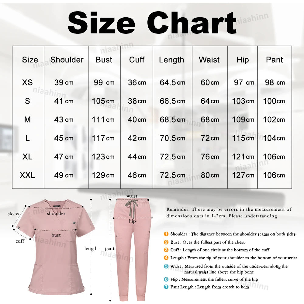 Niaahinn Scrub Nursing Accessories Medical Surgical Gowns Doctor Nurse Special Scrubs Minimalist Solid Color Work Wear Women Men