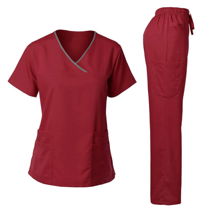 Cherokee Medical Uniforms  Nurse Uniform Scrubs for Women Set Scrub Pants with Pockets and V-neck SPA Scrub Top for Hospital