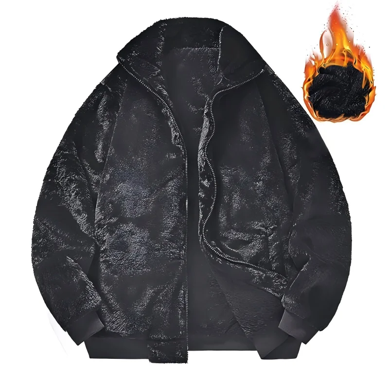 Cozy Winter Fleece Jacket, Convertible Collar Hood to Shield from Wind, Plush Lined for Warmth