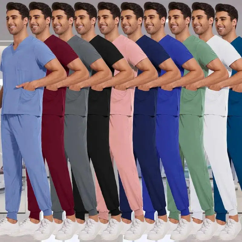 Medical Scrub Nursing Surgical Gown High Quality Elastic Scrub Healthcare Pharmacy Solid Color Uniform Wholesale Workwear Unisex