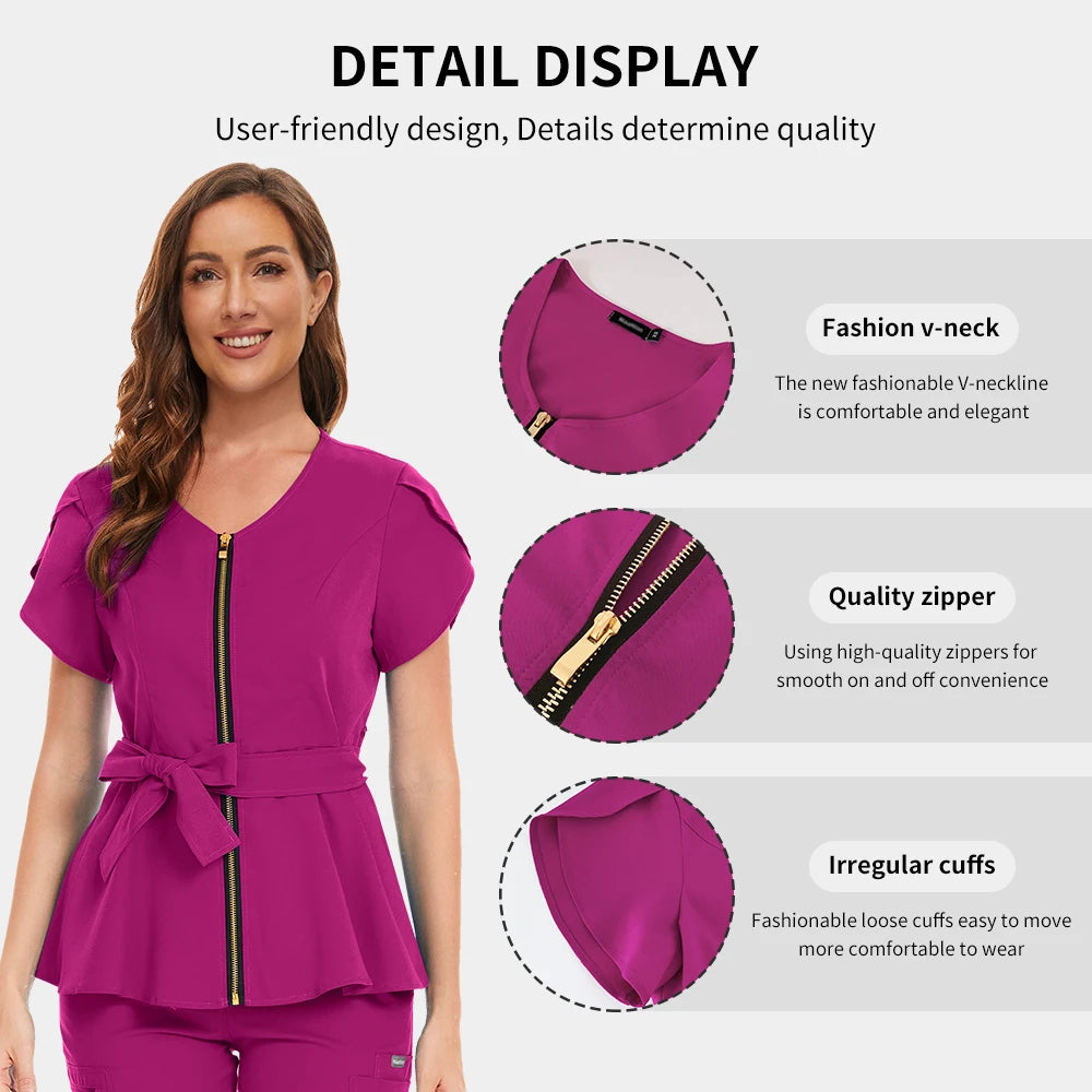 Medical Scrub Set Hospital Staff Uniform Doctor Nurse Surgical Uniforms Woman Pet Grooming Healthcare Nursing Scrub Articles Set