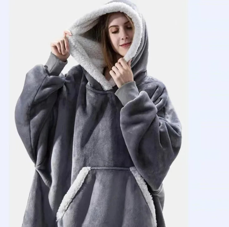 Winter Hoodies Sweatshirt Women  Pullover Fleece Giant Oversized Blanket with Long Flannel Sleeves