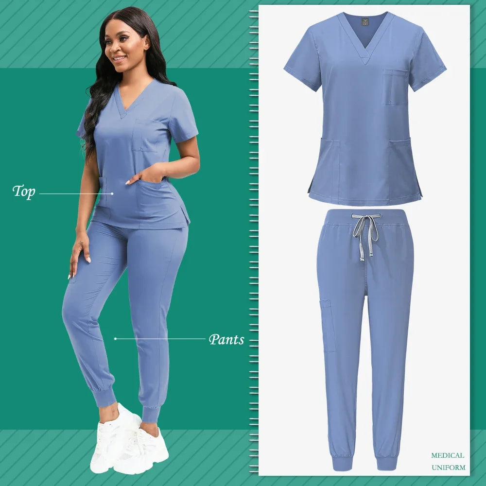 Multicolor Medical Uniforms Hospital Surgical Nurse Scrubs Set Unisex Nurses Accessories Dental Clinic Beauty Salon Workwear
