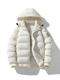 Winter Man Down Jacket Simple Solid Color Stand Collar Male Hooded Coat Thicken Cold-proof Loose Comfortable Men Outerwear