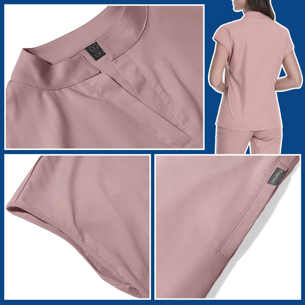 Slim Fit Scrubs Medical Uniforms Women Scrubs Tops Pant Hospital Nurses Accessories Dental Clinic Beauty Salon Spa Lab Workwear
