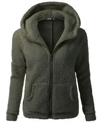 Autumn Winter Warm Jacket Women Hoodie Hooded Casual Female Hoodies Sweatershirt Zipper Coat Solid Soft Fleece Women Coat