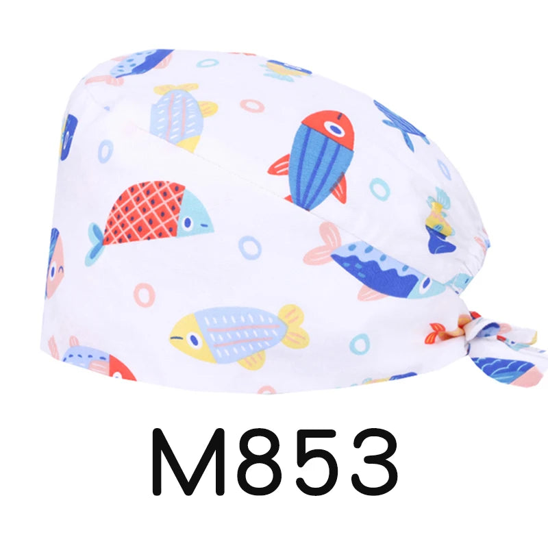 LONG HAIR Scrub Caps Surgical Medical Hats Cotton Nursing Caps Breathable Bouffant Healthcare Chef Pediatric Veterinary Hats M81