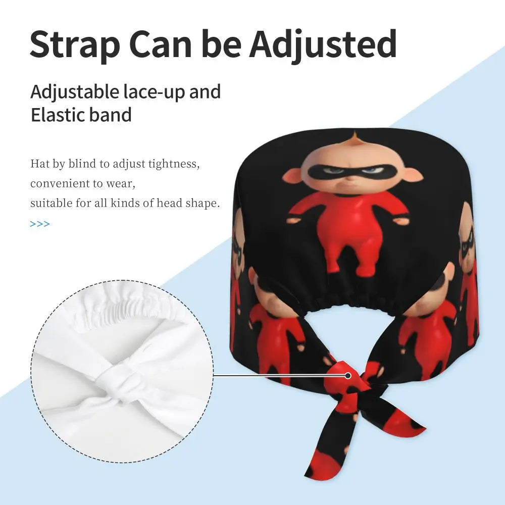 Custom The Incredibles Medical Staff Scrubs Hat Men Women Superhero Anime Doctor Nursing Surgical Cap Scrub Caps