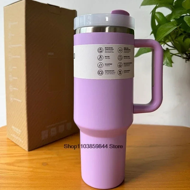 40oz Stainless Steel Vacuum Mug Double-Wall Insulated Travel Cup with Handle Straw Lid for Hot And Cold Beverages