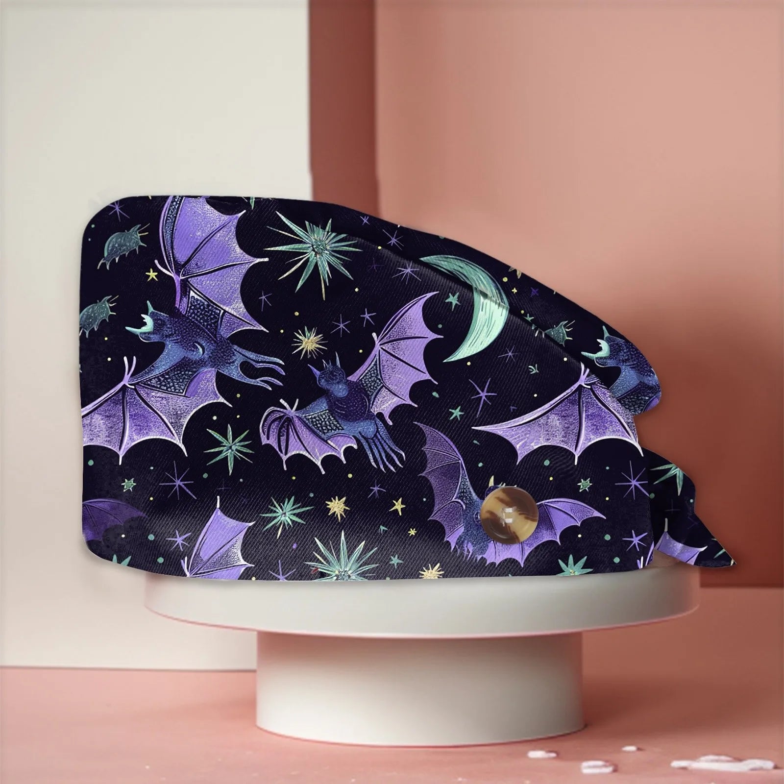 Halloween Print Work Cap Fashionable Casual Women's Printed Elastic Scrub Hat Unisex Work Caps Nurse Accessories Nurse Cap
