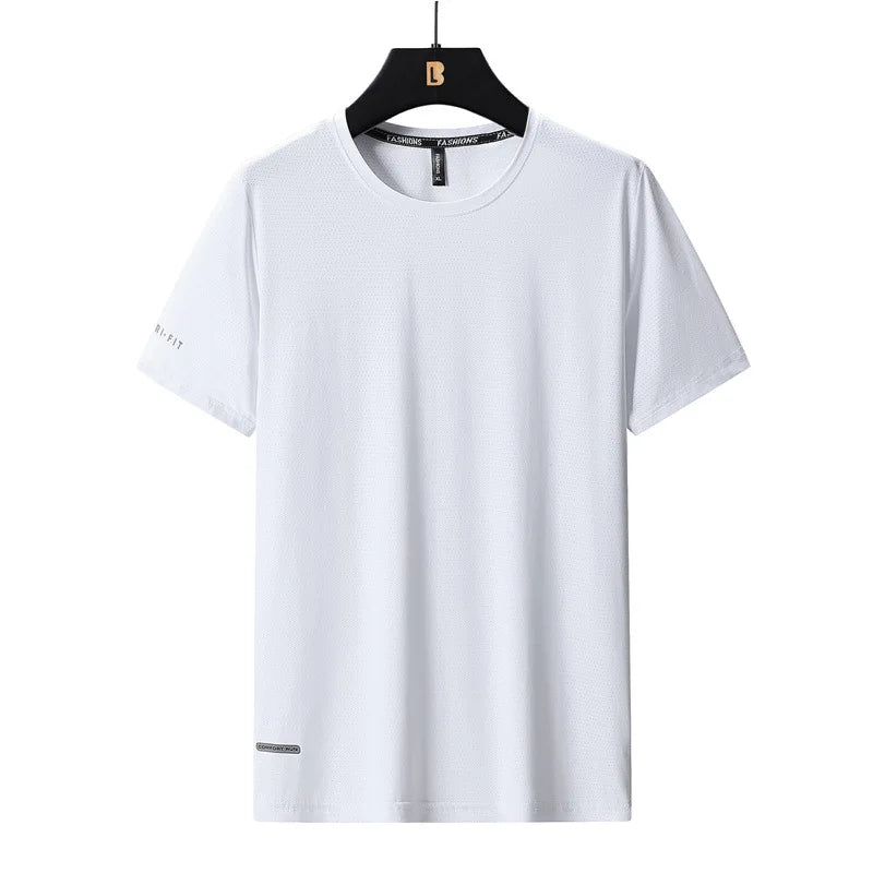 High-Quality Ice Silk T-Shirts Men Plus Size 8XL Male Tshirt Man Tee Shirt Breathable Wearing Tee Tops Running Fast Shipping