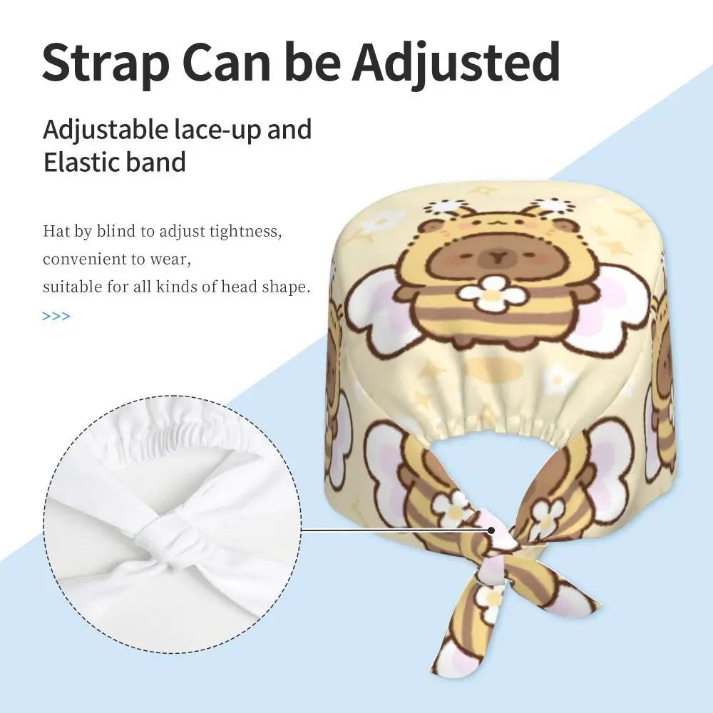 Custom Cartoon Capybara Medical Staff Scrubs Hat Women Men Comic Doctor Nursing Surgical Cap Scrub Caps