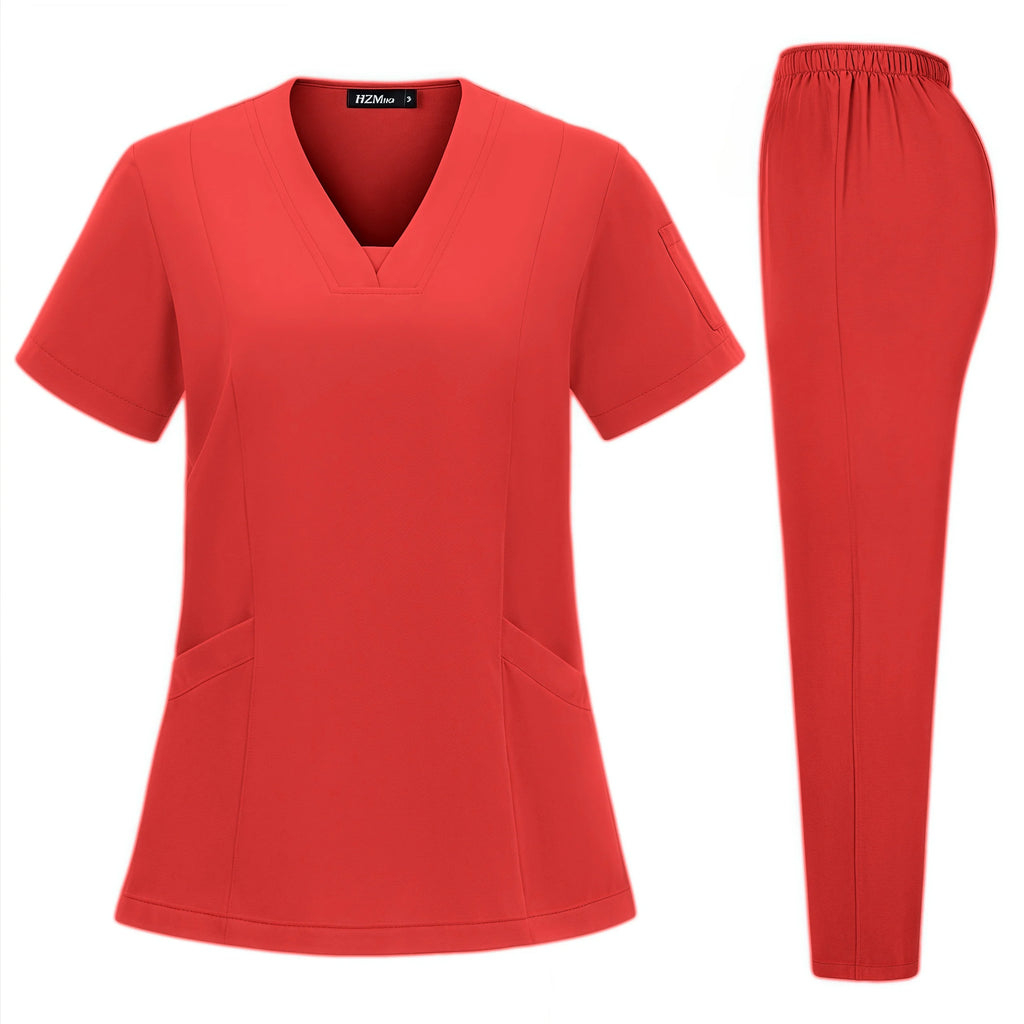 High Quality Hospital Scrubs Uniform Set Nurse Polyester Spandex Stretch Women Scrub Sets Uniforms Nursing Men Medical Scrubs