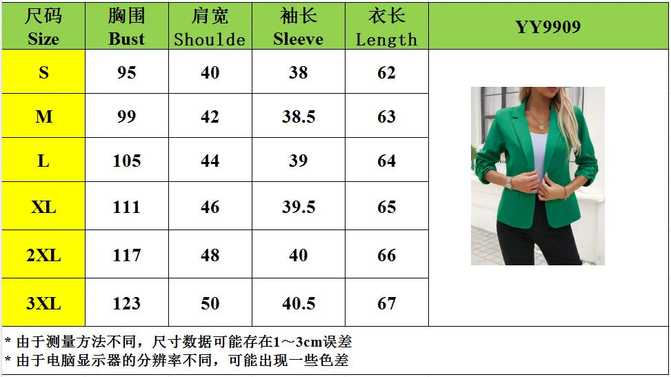 Women's Suit Jacket Formal Seven Quarter Sleeved Suit Business Casual Workwear Blazer