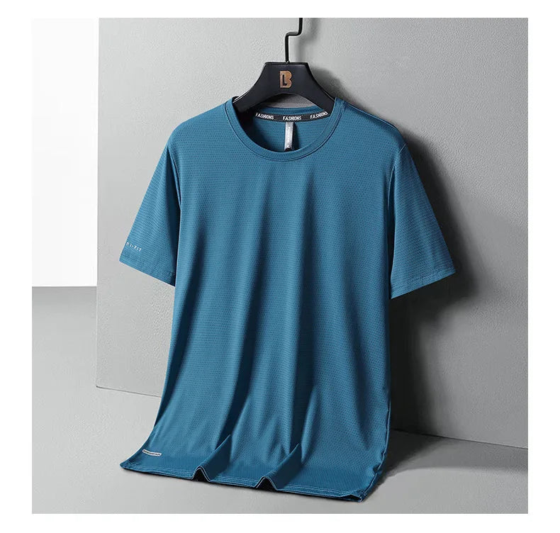 High-Quality Ice Silk T-Shirts Men Plus Size 8XL Male Tshirt Man Tee Shirt Breathable Wearing Tee Tops Running Fast Shipping