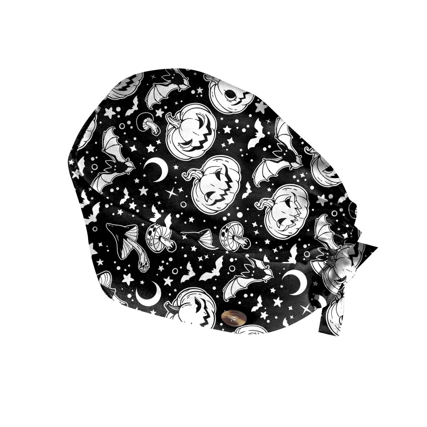 Halloween Scrub Cap Printed Adjustable Cotton Beauty Salon Surgeon Dental Clinic Nursing Hat Women Men Surgical Caps Wholesale