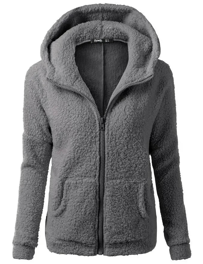 Autumn Winter Warm Jacket Women Hoodie Hooded Casual Female Hoodies Sweatershirt Zipper Coat Solid Soft Fleece Women Coat