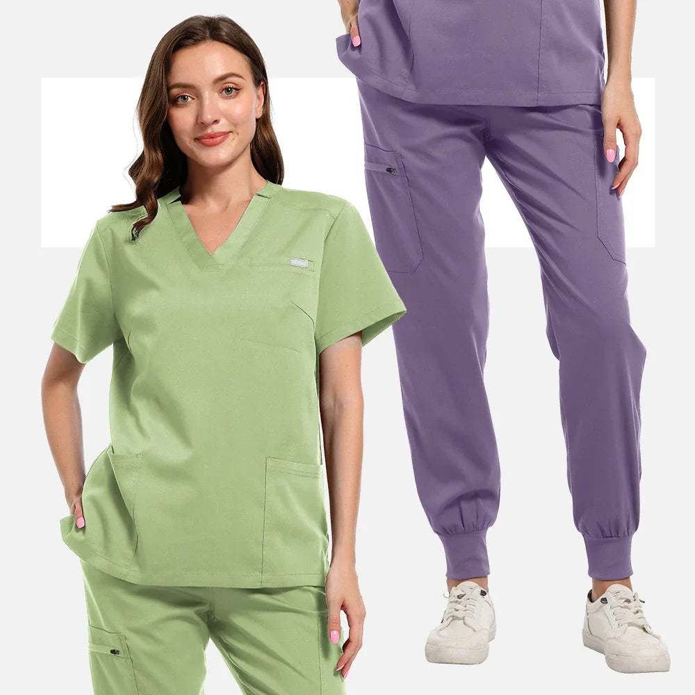 High Quality Medical Women Scrubs Sets Hospital Surgery Dental Clinic Beauty Spa Salon Lab Workwear Clothes Nurses Accessories