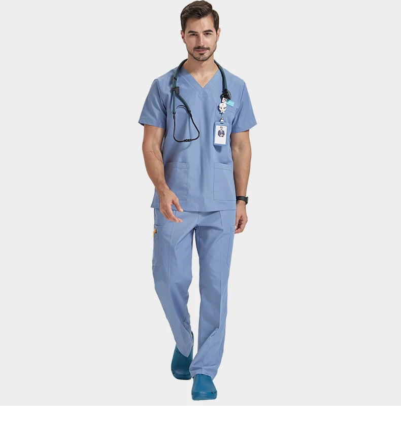 Men's Medical Scrubs Sets Hospital Nursing Uniforms Breathable Sanitary Clinical Aesthetic Nurse Suits Doctor Workwear 8020-02