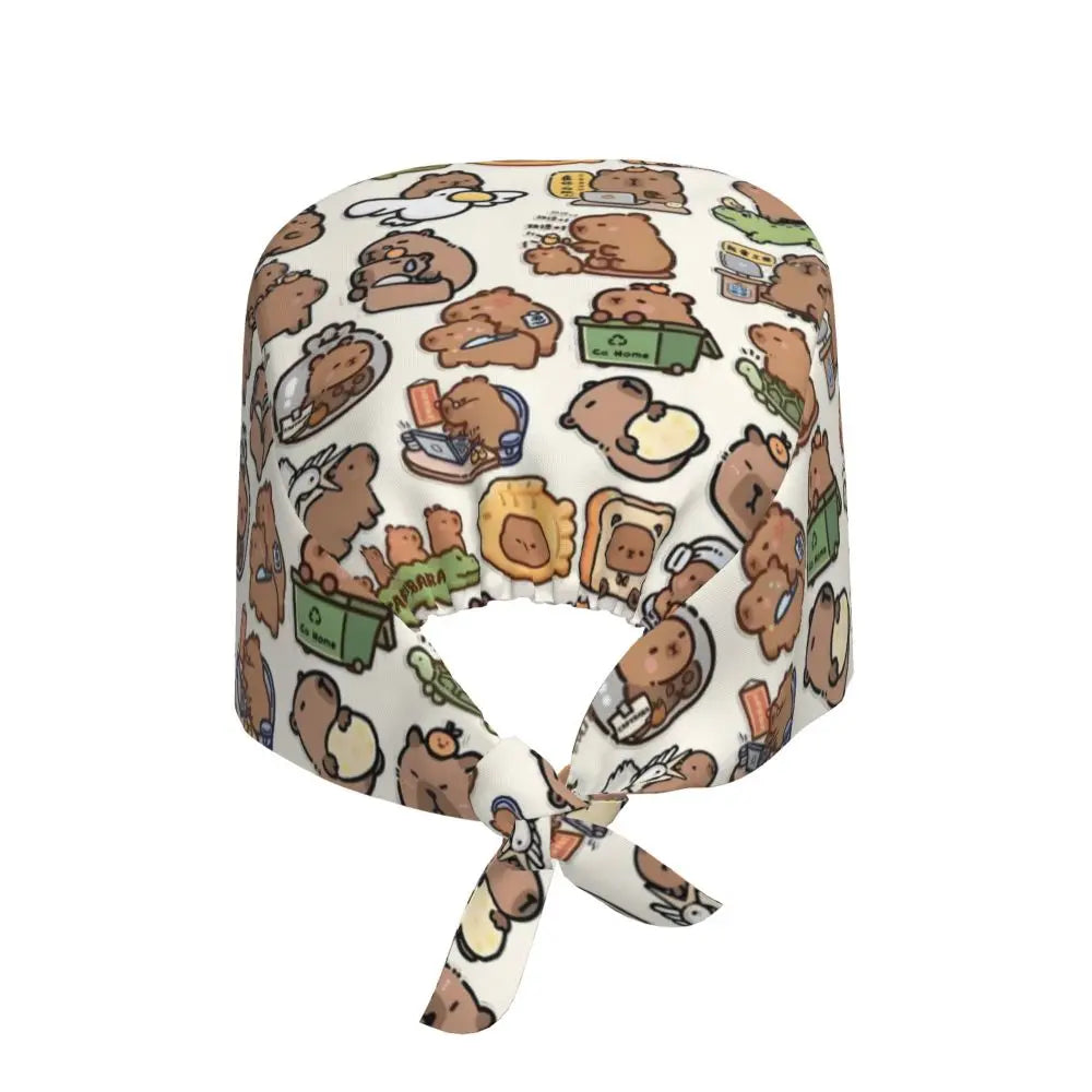 Custom Cartoon Capybara Medical Staff Scrubs Hat Women Men Comic Doctor Nursing Surgical Cap Scrub Caps