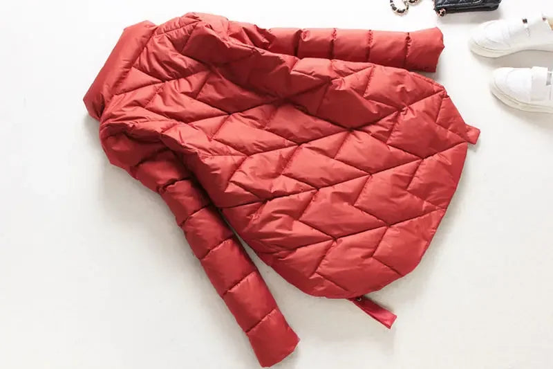 Winter Warm Coat Women's Fashion New Solid Color Hood Filled Down Cotton Coat Women's Clothing Winter Jacket Women