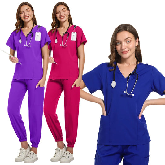 Unisex Doctor Medical Uniforms Men Women Nursing Clothes Beauty Costume Nursing Scrubs Sets Dentist Workwear Clinical Tops Pants