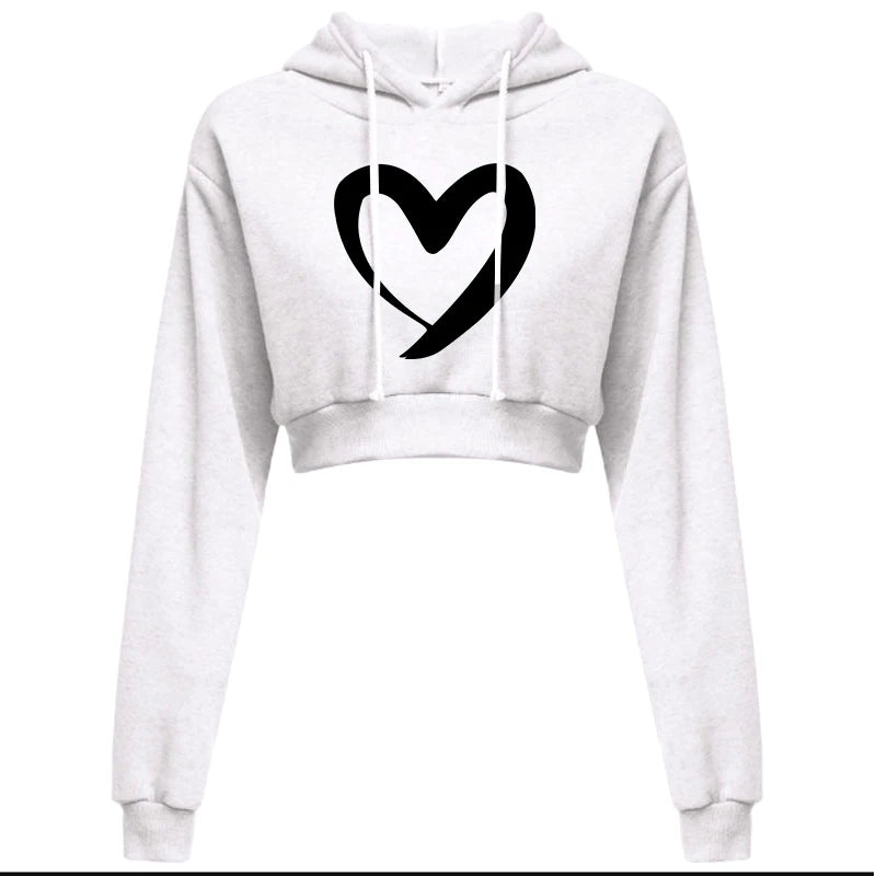 Fashion Womens Plain Crop Top Hoodie Hooded Fullength Sleeves Sweatshirt