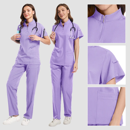 Medical Doctor Nurse Surgical Uniforms Woman Scrub Set Beauty Salon Work Wear Clinical Scrubs Top-Pants Spa Nursing Tunic Suit