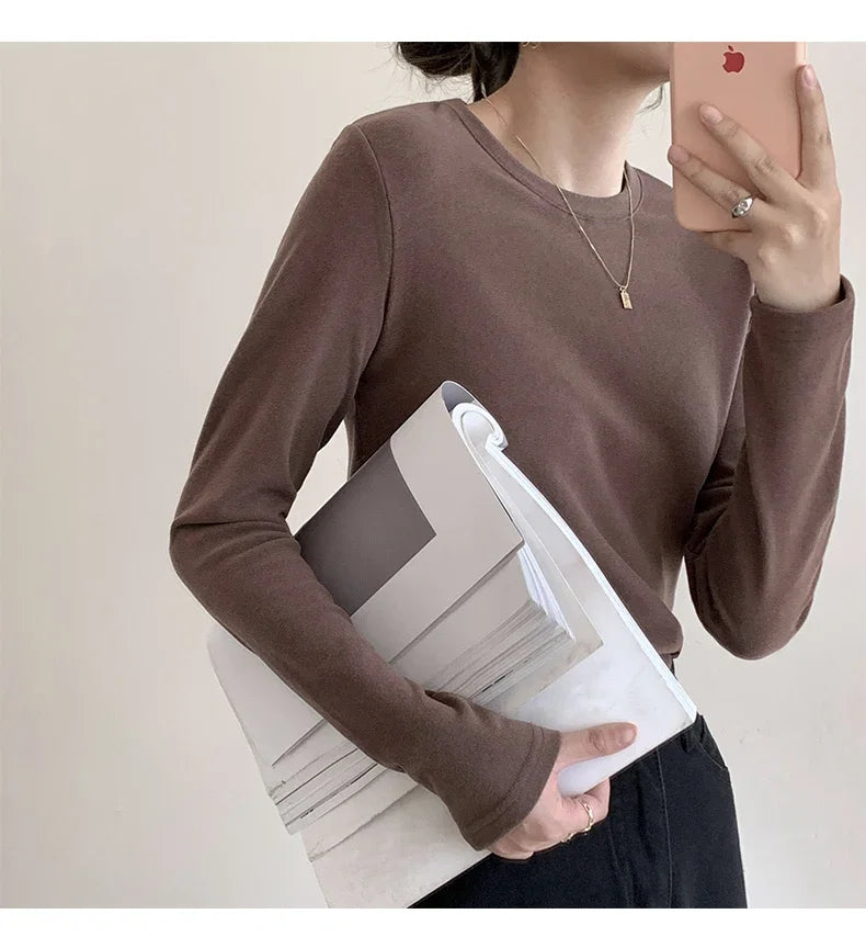 Winter Women Sweater T Shirt Women  Oversize T-Shirt Woman Clothes Female Tee Tops Pullover Long Sleeve Tube Knitted Tshirt Top