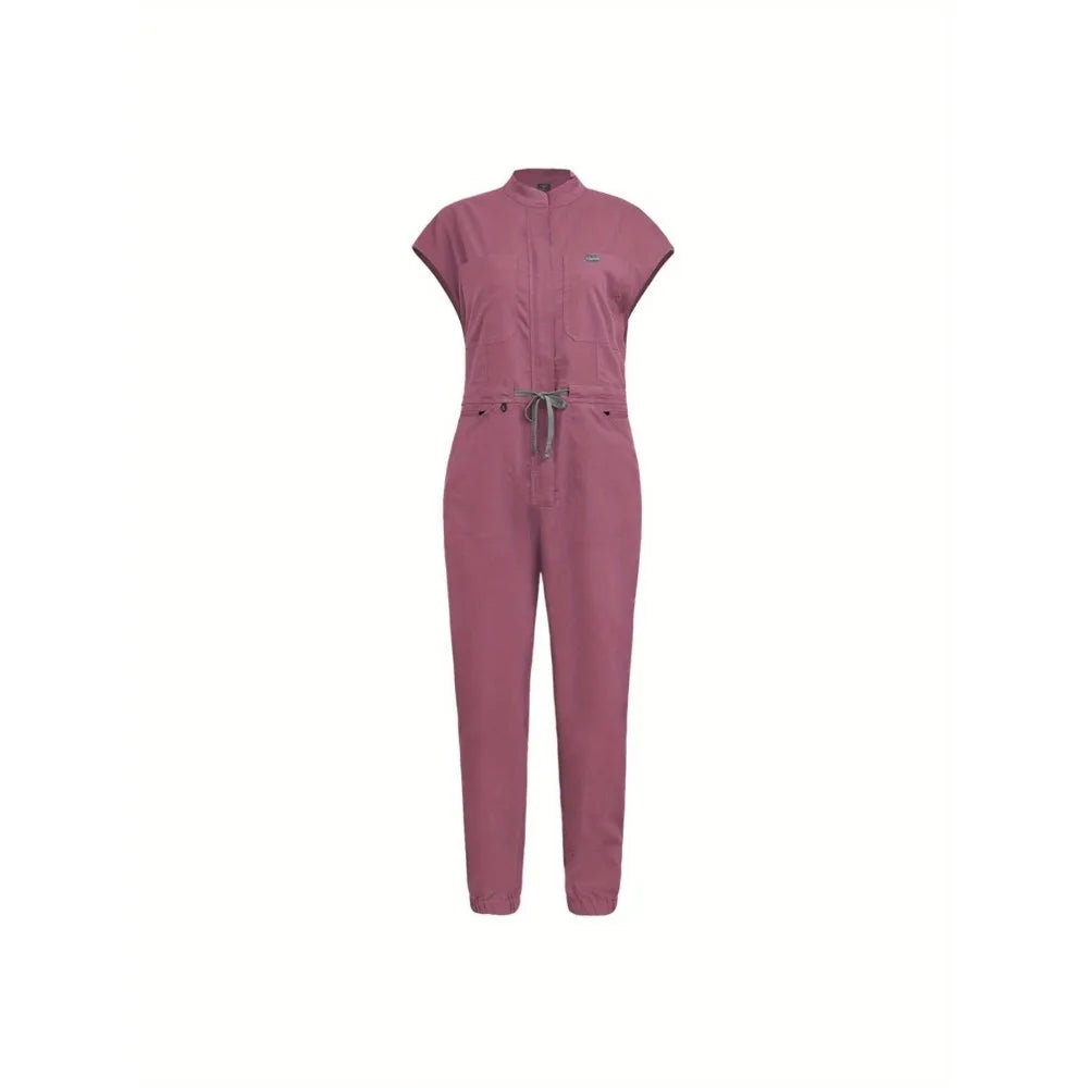 Comprehensive Training Outfit Scrubs Set Uniform Jogger Suit Stretch with Multi Pocket for Esthetician Workwear Jumpsuit