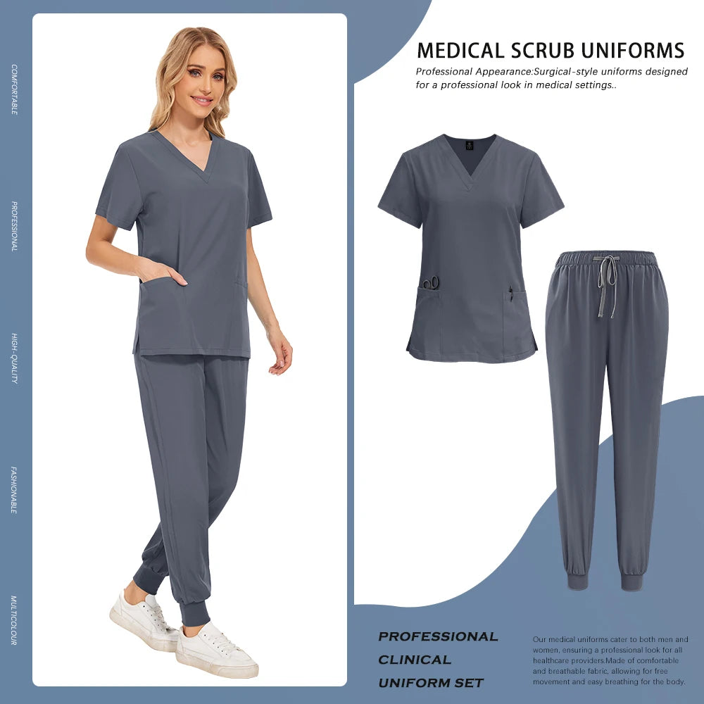 Scrubs Set Hospital Clinical Nurse Work Clothes Medical Surgical Uniforms Doctor Nursing Clothes Women Men Dentist Overalls Suit