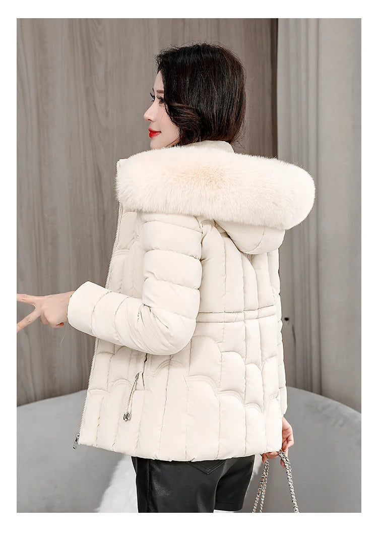 Winter  New Down Jacket Women Parkas Fashion High-Quality Warm Cotton Padded Coat Ladies Short Overcoat Hooded Overwear Tops