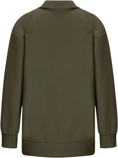 Women Sweatshirts Turn Down Collar Zipper Pullovers Long Sleeve Spliced Thick Warm Sweatshirt Outwear Autumn Winter 2024