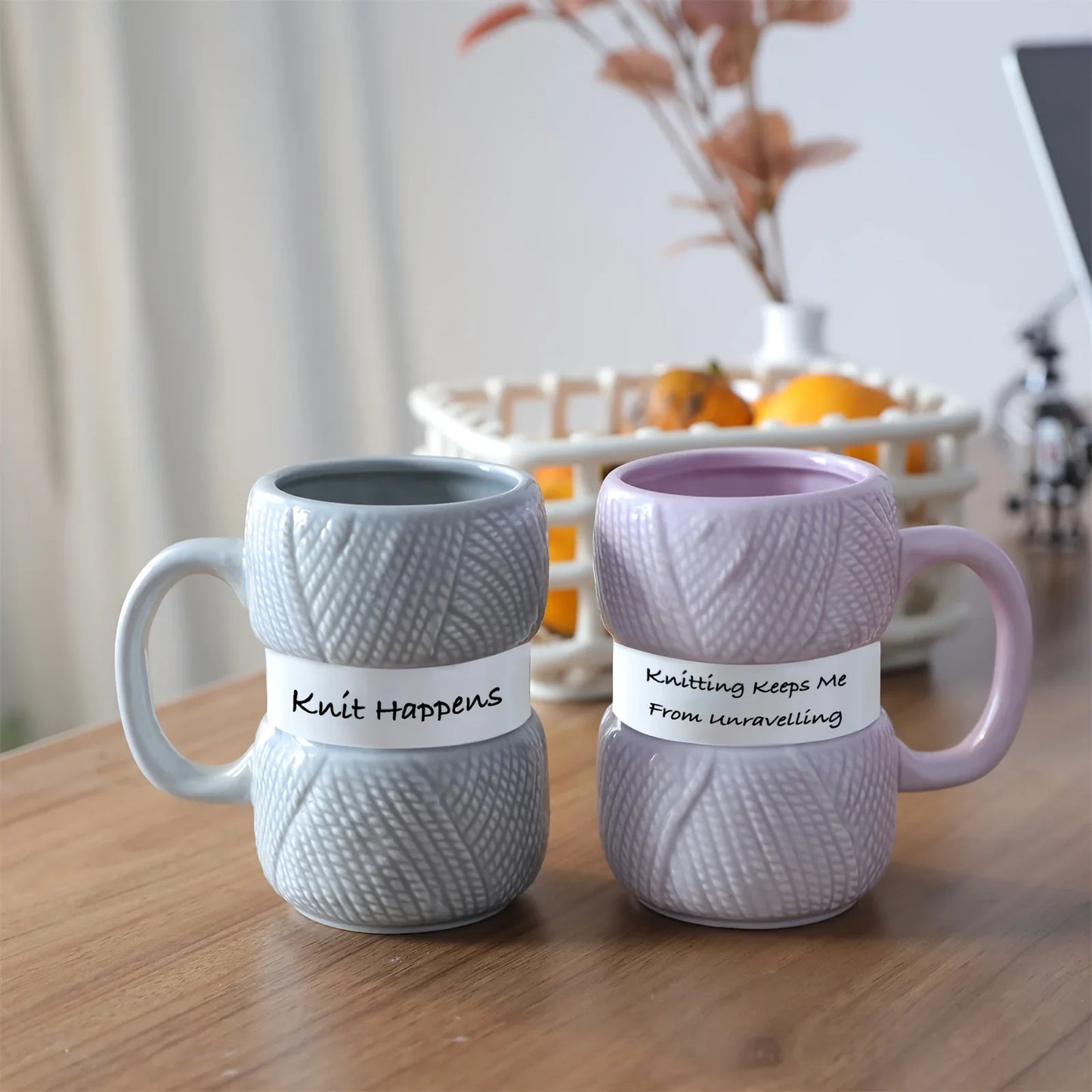 New Unique Knitting Style Mug 425ml Colorful Coffee Cup Insulated Water Cup Girl Christmas Holiday Gift Household Necessities