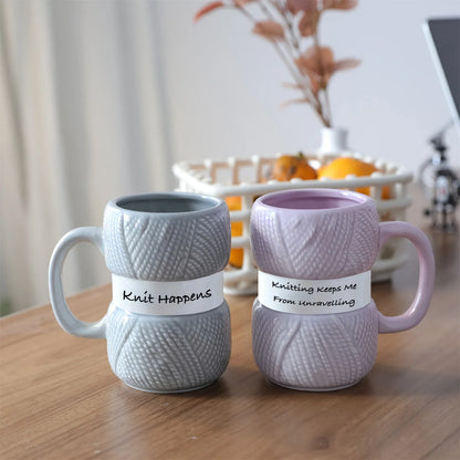 New Unique Knitting Style Mug 425ml Colorful Coffee Cup Insulated Water Cup Girl Christmas Holiday Gift Household Necessities