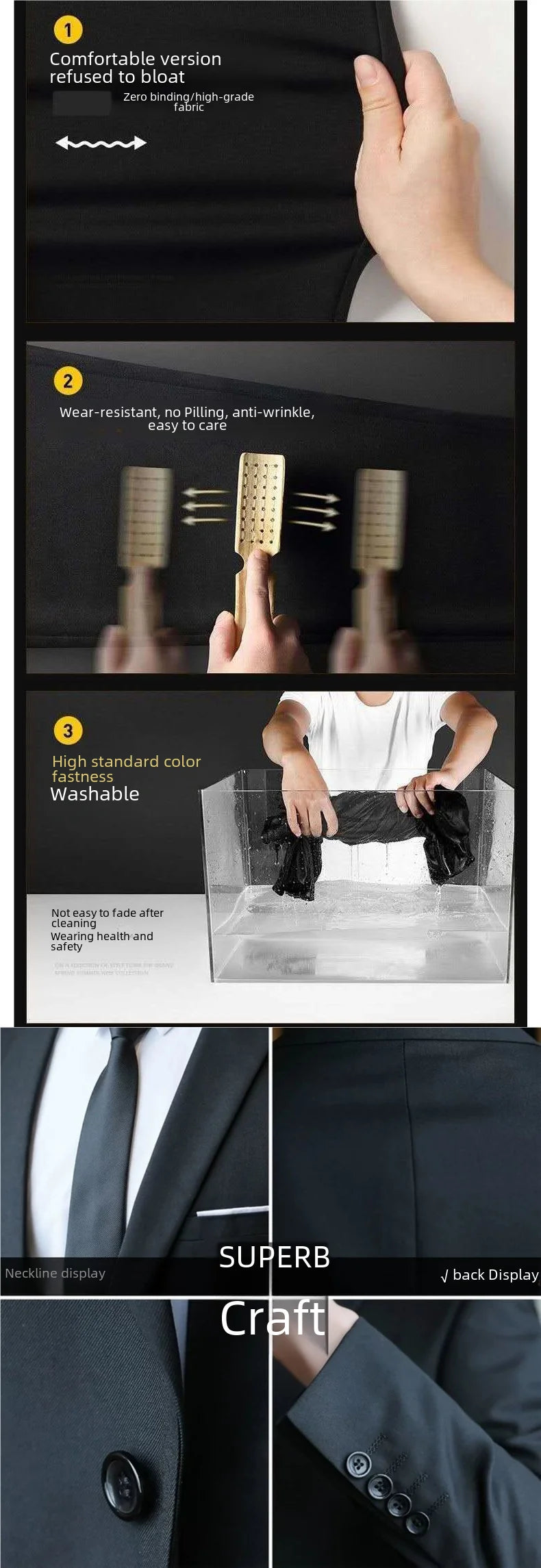 Men's Three-piece Suit Casual Slim Fit Business Attire