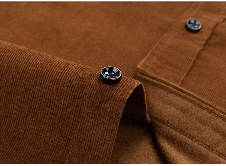 Size S-7XL Men's Corduroy Shirt Long Sleeve Cotton Casual Regular Fit Soft Comfortable Formal Dress Shirts Blouse Men Clothes