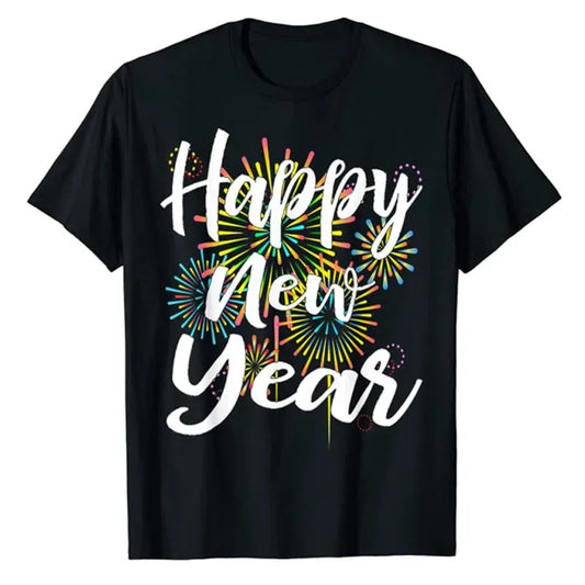 New Years Eve Happy New Year Gift Fireworks T-Shirt for Women Men Family Matching Outfits Cute Present Aesthetic Clothes