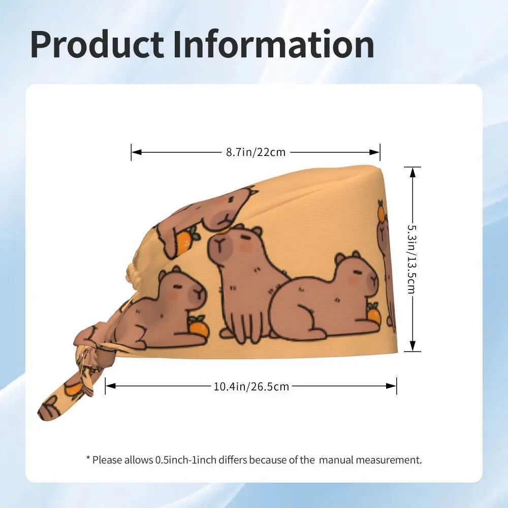 Custom Cartoon Capybara Medical Staff Scrubs Hat Women Men Comic Doctor Nursing Surgical Cap Scrub Caps