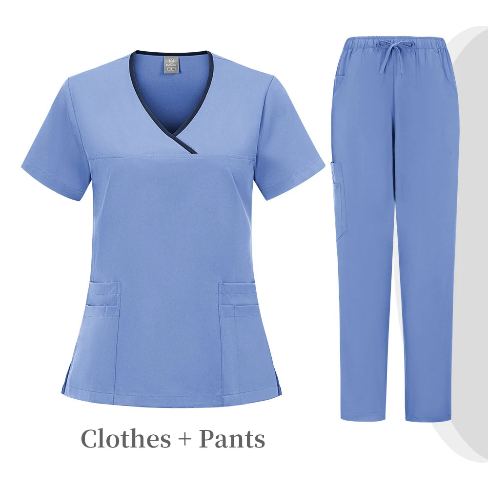 High quality color doctor nurse uniform scrubbing set Medical clothing Beauty salon work quick drying women's medical