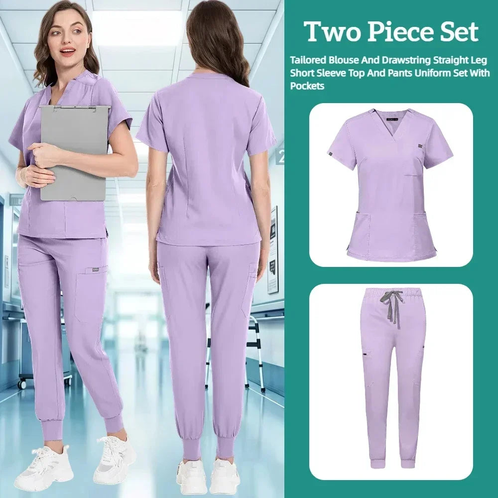Purple Operating Room Clothes Medical Uniforms Scrubs Set Hospital Working Scrubs Set Medical Nurse Dental Surgery Suit Workwear