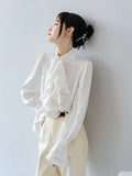 Office Lady Shirts for Women White Elegant Clothing All-match Fashion Korean Style High Street Chic Long Sleeve Spring Autumn
