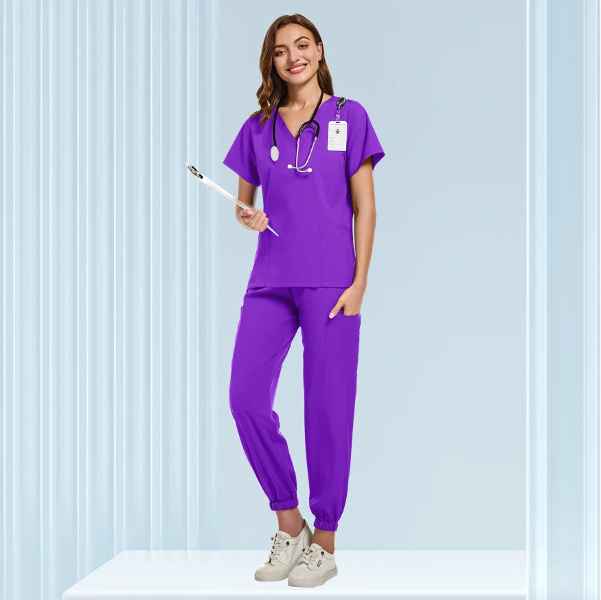 Unisex Doctor Medical Uniforms Men Women Nursing Clothes Beauty Costume Nursing Scrubs Sets Dentist Workwear Clinical Tops Pants
