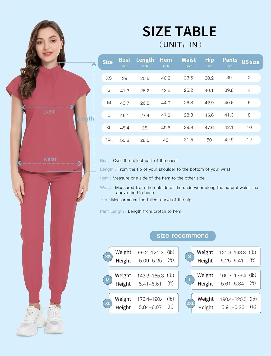 niaahinn Scrubs Set for Women Nurse Uniform Jogger Suit Stretch Top & Pants with Multi Pocket for Nurse Esthetician Workwear